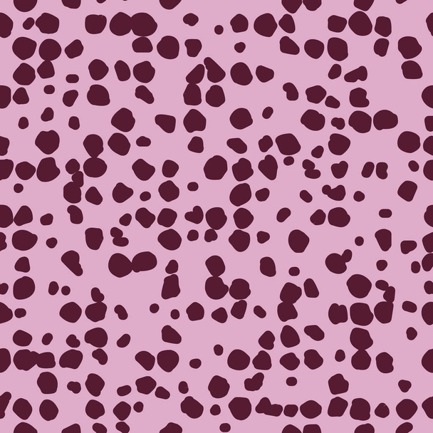 Seamless abstract pattern with uneven grid of vinous spots on pink background. Hand draw halftone pattern for fabric and clothing.Vector - ベクター画像