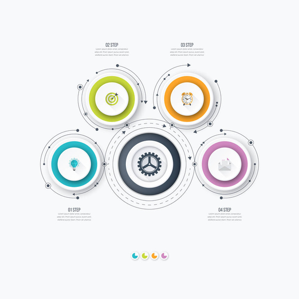 Infographics template 4 options with circle - Vettoriali, immagini