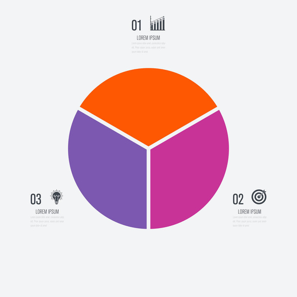 Infographics template 3 options with circle - Vector, imagen