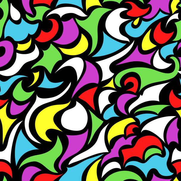 Wave abstract colorful seamless pattern on black background. - Vektor, Bild
