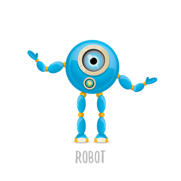 vector funny cartoon blue robot character - Vector, Imagen