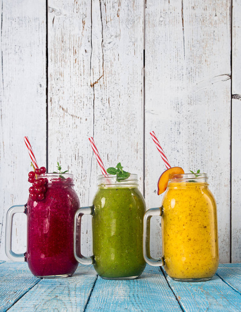 Healthy fresh smoothies with ingredients. - Photo, Image