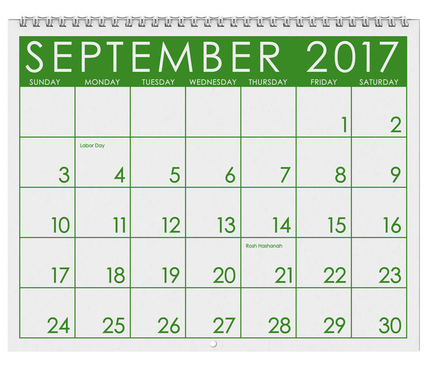 2017: Calendar: Month Of September With Labor Day - Foto, Imagem