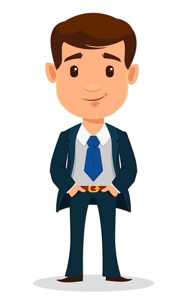 Uomo d'affari personaggio dei cartoni animati in abiti eleganti, stile ufficio. Y
 - Vettoriali, immagini