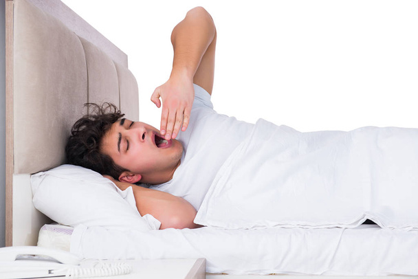 Uomo a letto affetto da insonnia - Foto, immagini