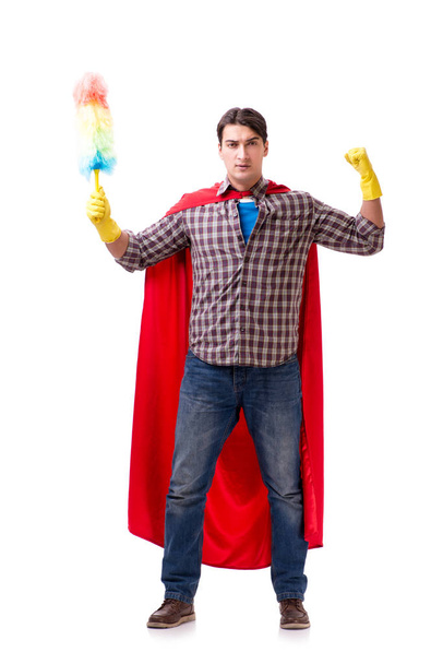 Super hero cleaner isolated on white - Foto, imagen
