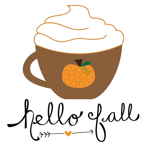 Hello Fall Pumpkin Spice Coffee - Vektör, Görsel