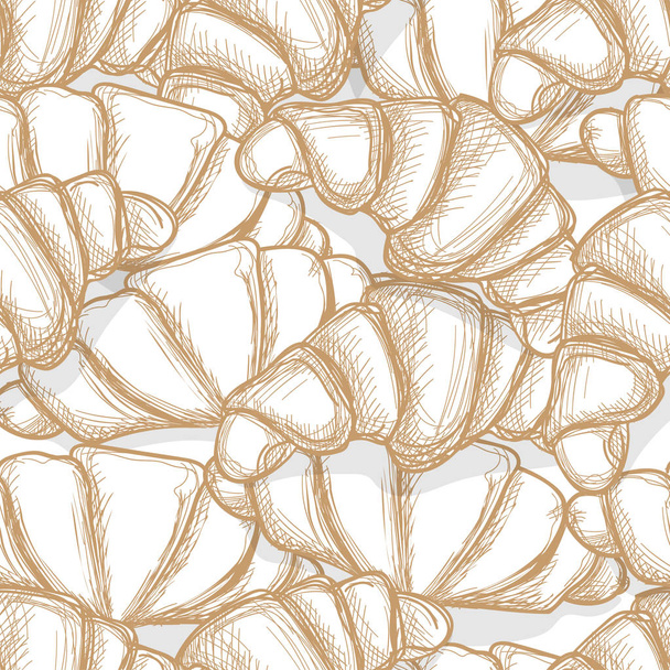 pattern Croissant hand drawing graphic background - Vetor, Imagem
