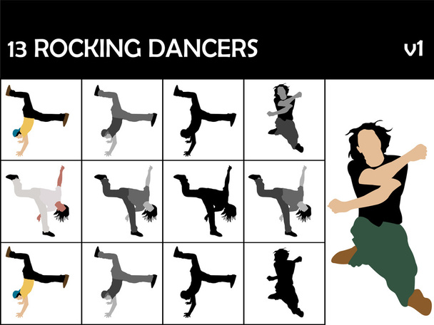 illustraties van rockende dansers - Foto, afbeelding