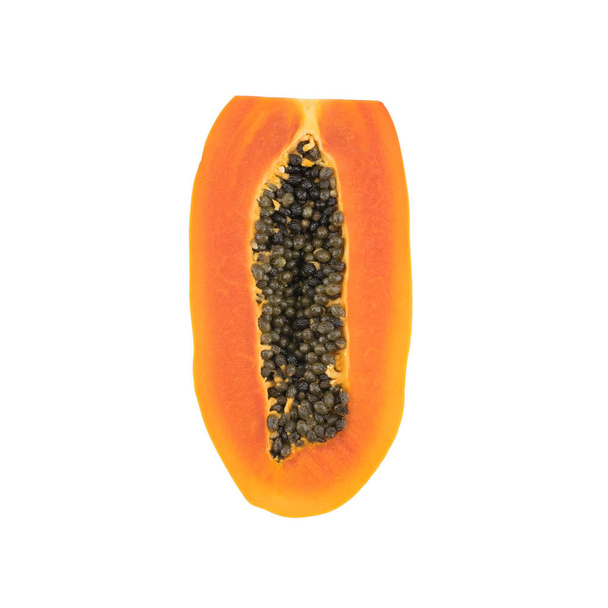 Dilimlenmiş papaya beyaz arka planda izole - Fotoğraf, Görsel