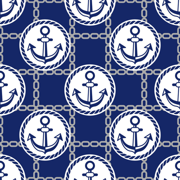 Seamless pattern with anchors. Ongoing backgrounds of marine theme. - Διάνυσμα, εικόνα