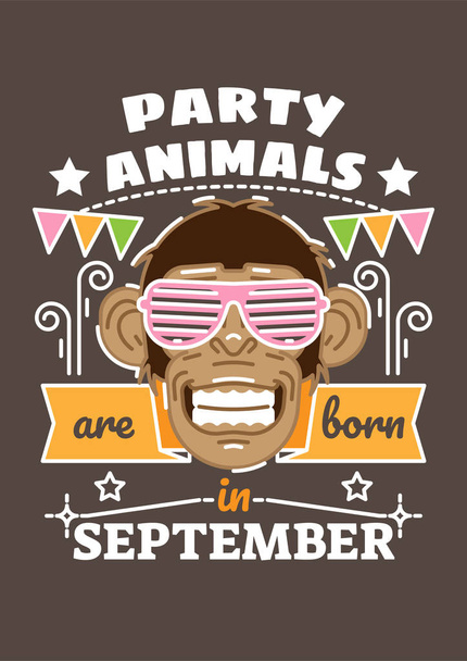 Impreza zwierzęta rodzą się we wrześniu - Wektor, obraz