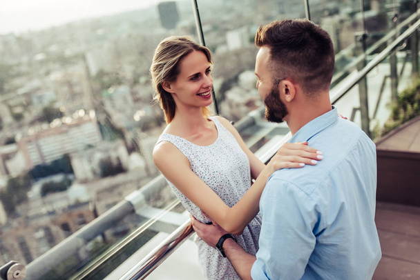 Romantic couple on terrace - Valokuva, kuva