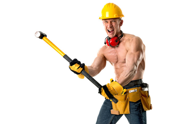 Güçlü inşaat işçisi - Fotoğraf, Görsel
