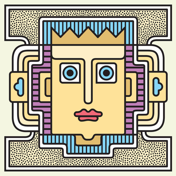 Человеческая голова. Проект витража. Элегантный аватар имеет стильную абстрактную геометрическую форму. Векторный плоский стиль Мемфиса
 - Вектор,изображение