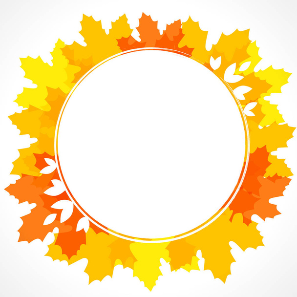 Autumn frame on orange and yellow maple leaves background - Vektor, Bild