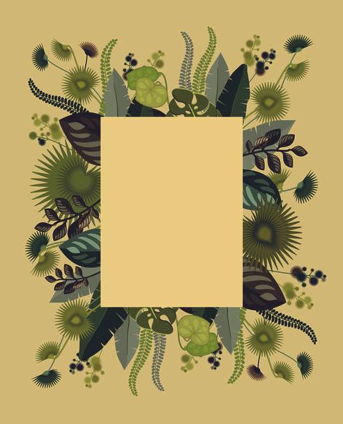 exotic tropical leaves - Vector, Image