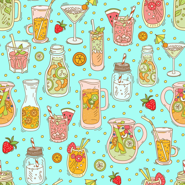Seamless pattern with drinks - Wektor, obraz