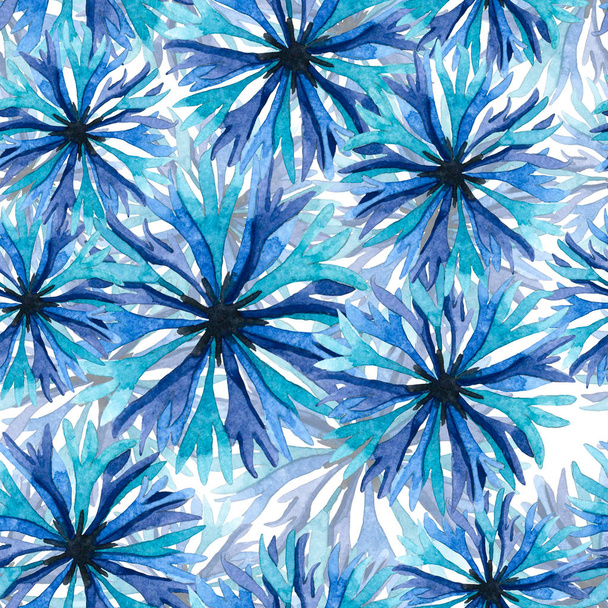pattern with blue and violet cornflowers - Fotó, kép