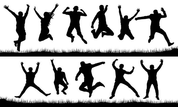 People in a jump silhouette set - Vector, Image