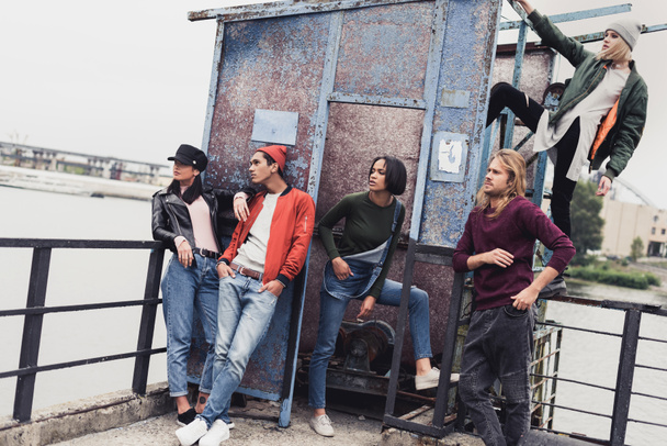 stylish young people on riverside - Foto, Imagen