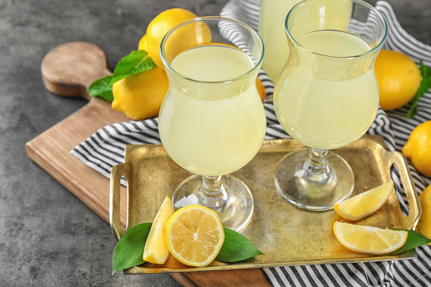 Composition with glasses of lemon juice  - Photo, image