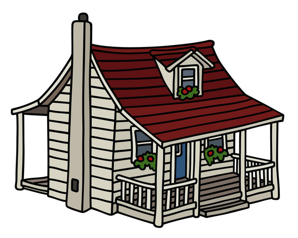 White planked small house - Vector, Image