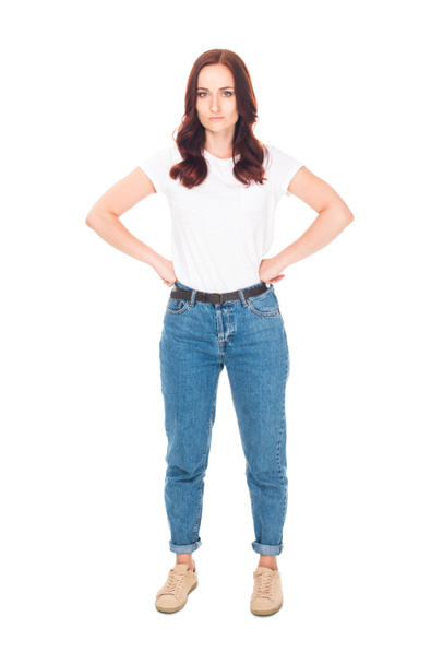 dissatisfied girl in jeans - Photo, Image