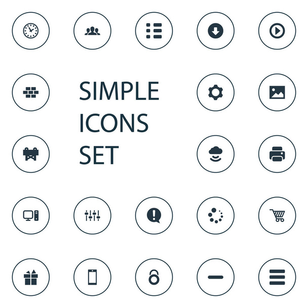 Vector Illustration Set Of Simple Design Icons. Elements Remove, Present, Task And Other Synonyms Web, PC And Loading. - Vector, Image