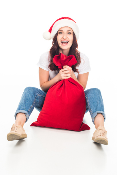 chica con bolsa de Navidad
 - Foto, Imagen