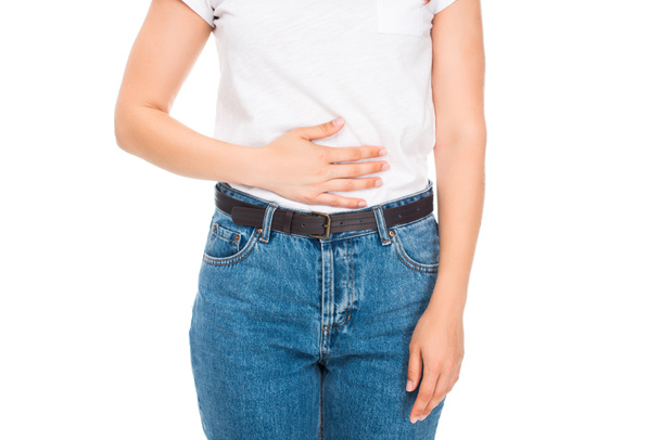 胃の痛みを持つ女性 - 写真・画像