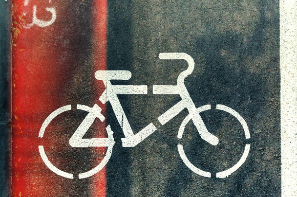 Bicycle Lanes Sign In Park, Top View With Copy-Space - Valokuva, kuva