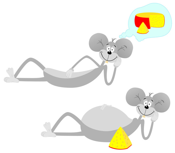 Mouse and cheese - Vector, Image