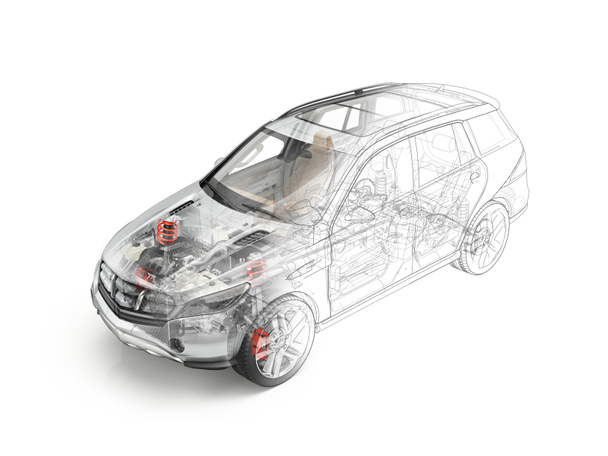 SUV autó részletes cutaway reális morphing rajzhoz. - Fotó, kép