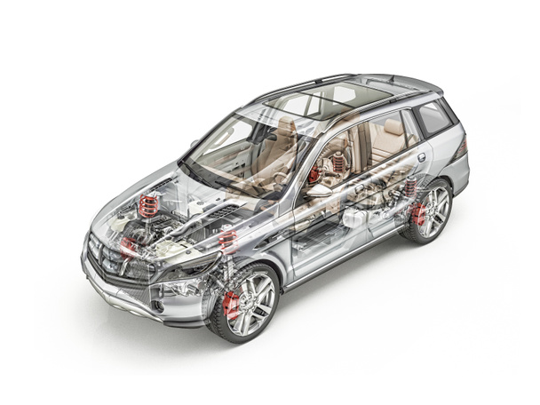 Genéricos Suv car detailed cutaway 3D rendering. Olhar duro
. - Foto, Imagem