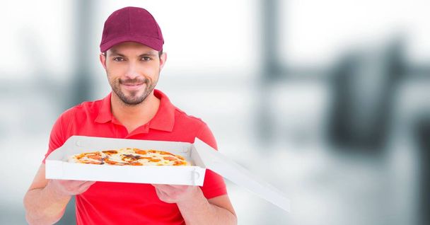 Delivery man with pizza  - 写真・画像