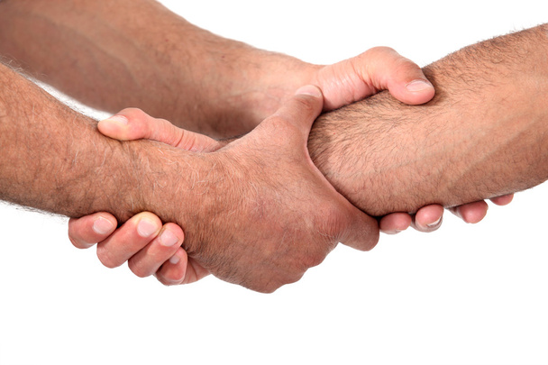 Double clasped handshake - Zdjęcie, obraz