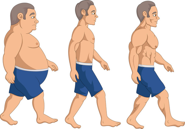 男性痩身ステージの進行 - ベクター画像