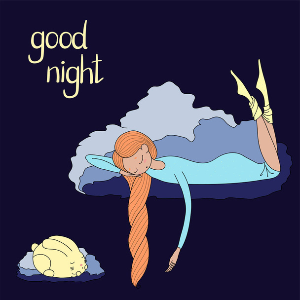 Night girl bunny - Vector, Image