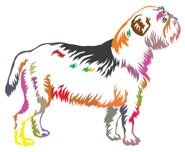 犬グリフォン犬周りのカラフルな装飾的な立っている肖像画 - ベクター画像