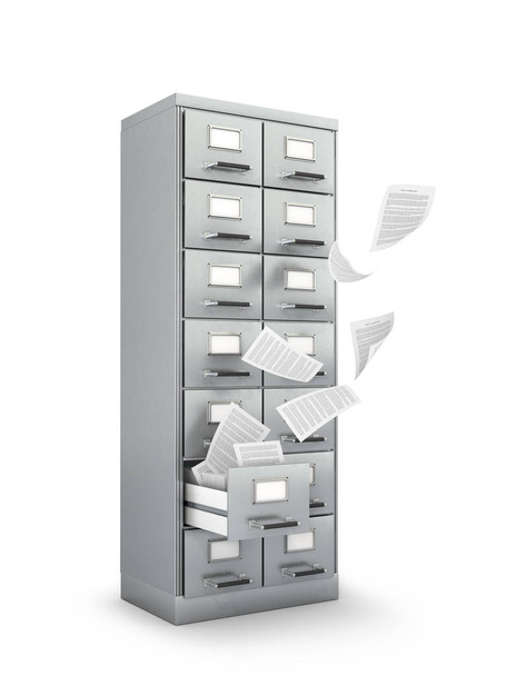 Archive cabinet with folders. 3d illustration - Фото, зображення