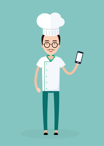 Chef with phone illustration - Vector, Image