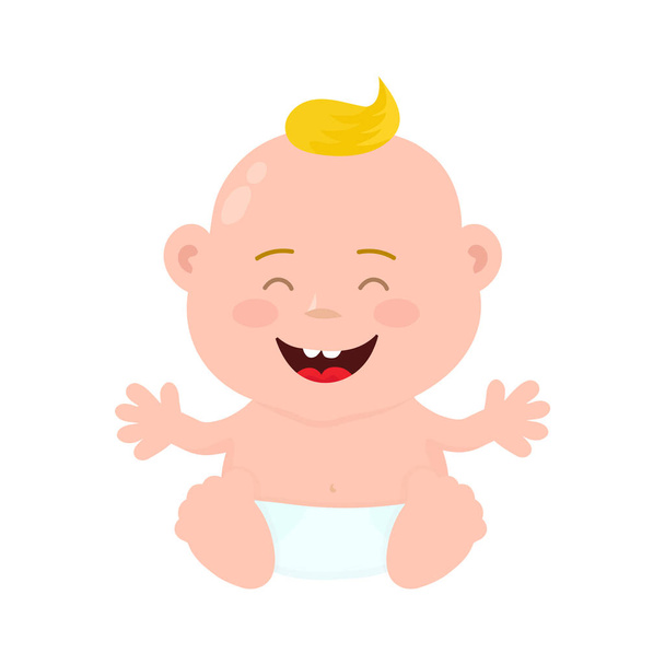 Ευτυχισμένος χαριτωμένο γέλιο χαμογελώντας μωρό - Διάνυσμα, εικόνα