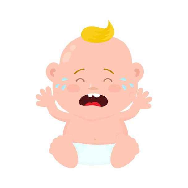 λυπημένος κλάμα αγοράκι μωρό παιδί. Διάνυσμα  - Διάνυσμα, εικόνα