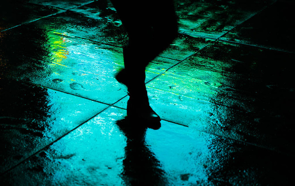 NYC streets after rain with reflections on wet asphalt - Photo, Image