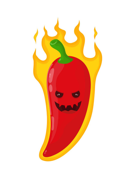 Forró dühös gonosz chili paprika tűz éget  - Vektor, kép