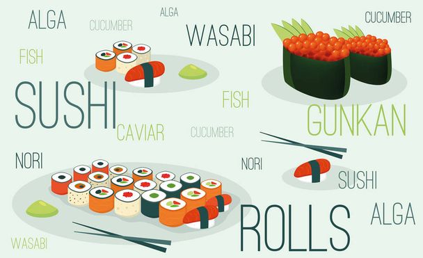 Poster de menú japonés
 - Vector, Imagen