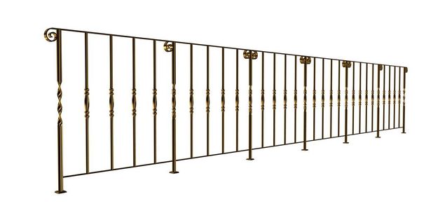 representación 3d de una barandilla de escalera dorada aislada sobre un fondo blanco
 - Foto, imagen