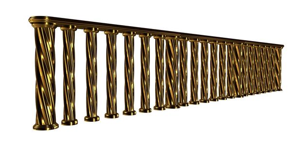 3d rendering of a golden stair rail isolated on a white backgrou - Photo, Image