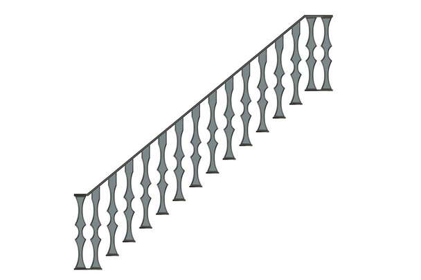 3d rendering of a metalic front view stairs rails isolated on a  - Photo, Image